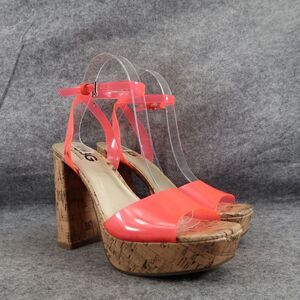 Guess Shoes Womens 8 Sandal Pumps Platform Jelly Strap Pink Block Heel GBG Queen